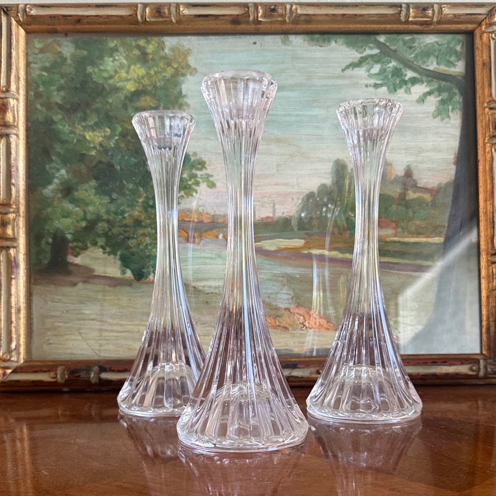 Mikasa Park Lane Crystal Ribbed Candlestick Holders